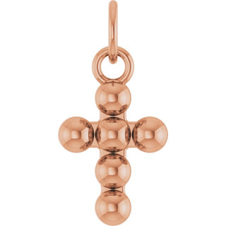 14K Rose Beaded Cross Pendant