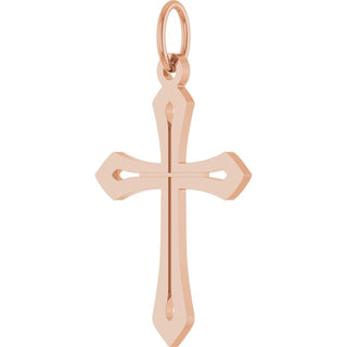 14K Rose Cross Pendant
