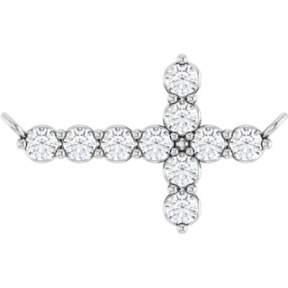 14K White 1/4 CTW Natural Diamond Sideways Cross Necklace Center
