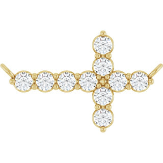 14K Yellow 1/3 CTW Lab-Grown Diamond Sideways Cross Necklace Center