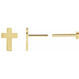 14K Yellow 7x5 mm Cross Earrings