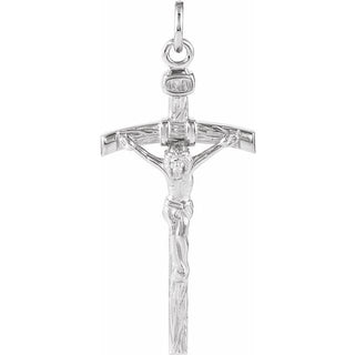 14K White Crucifix Pendant