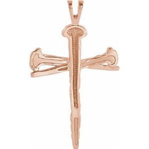 14K Rose Nail Design Cross Pendant