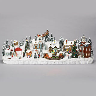 11-Inch Lighted Musical Village Mantlepiece W/ Train & Skaters