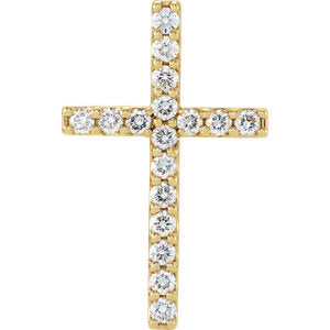 14K Gold 2.5 MM Round 17-Stone Cross Pendant Mounting