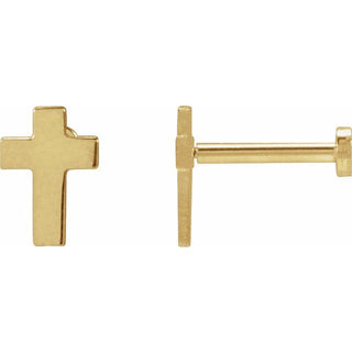 14K Yellow 7x5 mm Cross Earring