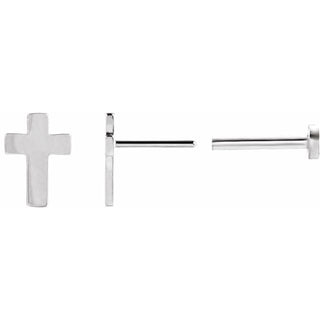 14K White 7x5 mm Cross Earrings