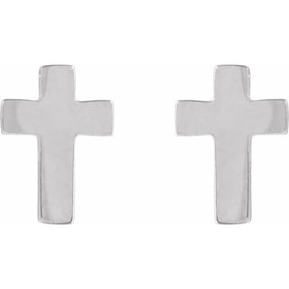 14K White 7x5 mm Cross Earrings