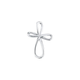 14K White Infinity-Inspired Cross Pendant