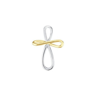 Sterling Silver & 14K Yellow Infinity-Inspired Cross Pendant