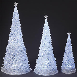 20-Inch 3-Piece Set Lighted Tree With Glitter 12-Inch 16-Inch 20-Inch