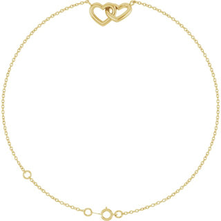 14K Yellow Interlocking Hearts Link 6 1/2-7 1/2" Bracelet