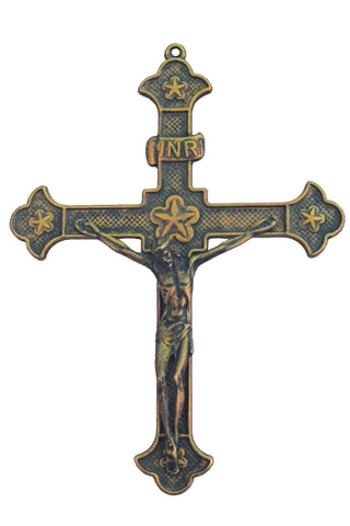 Crucifix in Antiqued Brass 8.25"