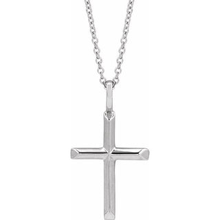 Platinum Knife-Edge Cross 16-18" Necklace
