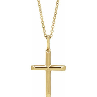 18K Yellow Gold-Plated Sterling Silver Knife-Edge Cross 16-18" Necklace