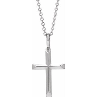 14K White Knife-Edge Cross 16-18" Necklace