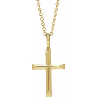 18K Yellow Gold-Plated Sterling Silver Knife-Edge Cross 16-18" Necklace