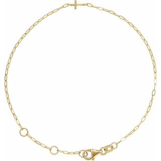 14K Yellow Sideways Cross Paperclip-Style Chain 6 1/2-7 1/2" Bracelet