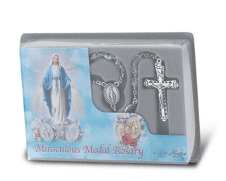 Miraculous Medal Specialty Sapphire Rosary Boxed
