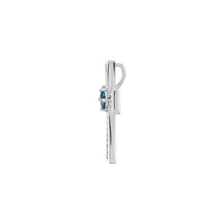 14K White Natural Swiss Blue Topaz & 1/5 CTW Natural Diamond Cross Pendant
