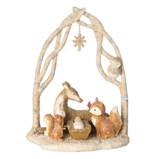 11.5-Inch Animal Nativity With Arch & Star Birch Branch Figure