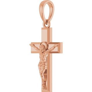 14K Rose Crucifix Pendant