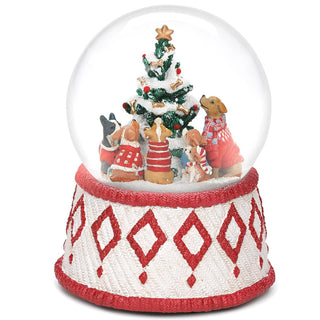 6-Inch Musical Dogs Around Tree Dome 100Mm Sherri Buck Baldwin