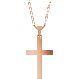 14K Rose Cross & Paperclip-Style Chain 18" Necklace