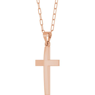 14K Rose Cross & Paperclip-Style Chain 18" Necklace
