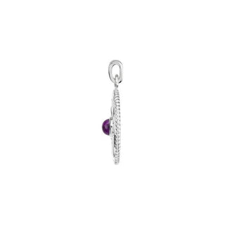 14K White Natural Amethyst Rope Maltese Cross Pendant