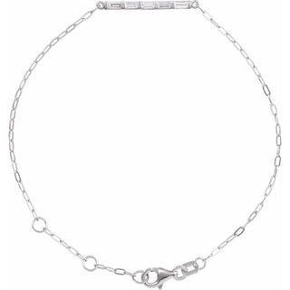 Sterling Silver 1/3 CTW Natural Diamond Five-Stone Bar 6-7 1/2" Link Bracelet