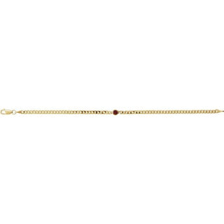14K Yellow Natural Mozambique Garnet Link 7" Bracelet