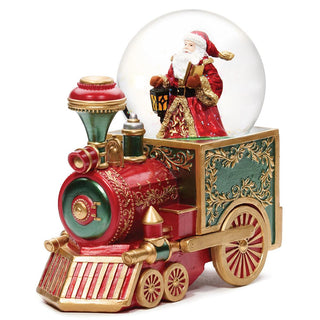 7.25-Inch Musical Santa Red Train 100Mm Glitterdome