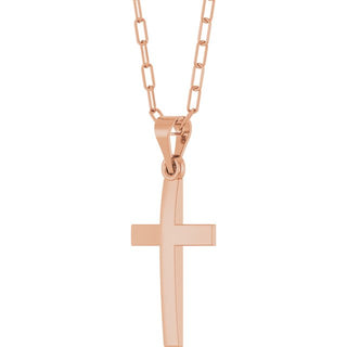 14K Rose Cross & Paperclip-Style Chain 18" Necklace