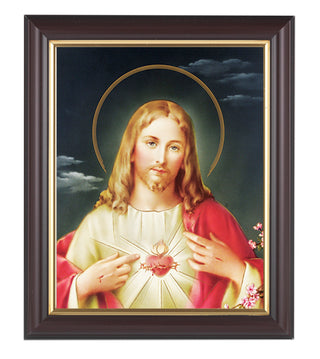 Sacred Heart In Walnut Frame 10.25X12.25" 8X10 Print