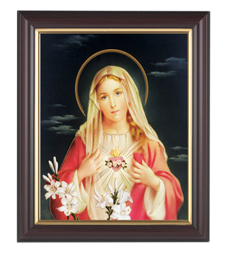Immaculate Heart Of Mary 8X10 In Walnut Frame 10.25X12.25