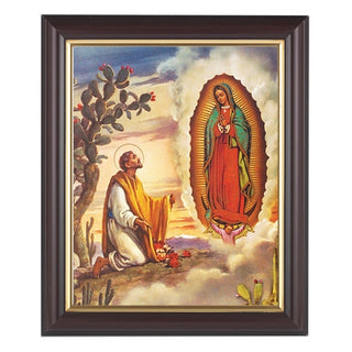 Our Lady Of Guadalupe with Juan Diego Walnut Frame 10.25X12.25" 8X10Prt