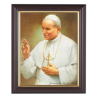 Saint John Paul II In Walnut Frame 8 X 10 Print