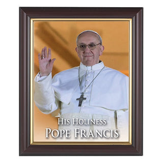 Pope Franics In Walnut Frame 10.25X12.25" 8X10 Print