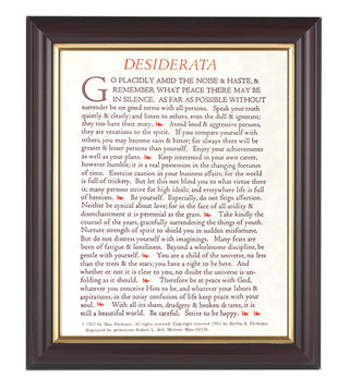 Desiderata In Walnut Frame 10.25X12.25" 8X10 Print