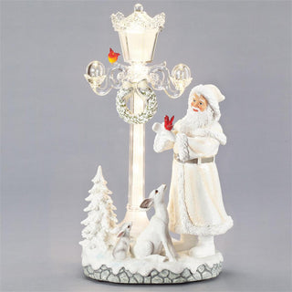 15.5-Inch Lighted Musical Santa Lamppost With Animals