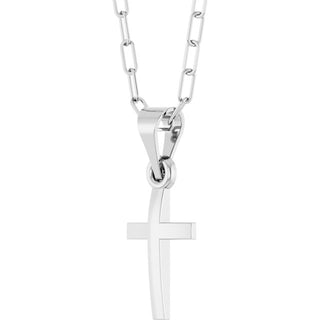 14K White Cross & Paperclip-Style Chain 18" Necklace