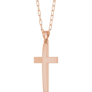 14K Rose Cross & Paperclip-Style Chain 18" Necklace