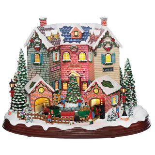10.75-Inch Lighted Musical Town With Rotating Train