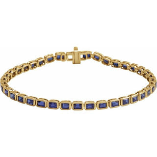 14K Yellow Lab-Grown Blue Sapphire Line 7" Bracelet