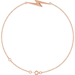 14K Rose Lightning Bolt Link 6 1/2-7 1/2" Bracelet