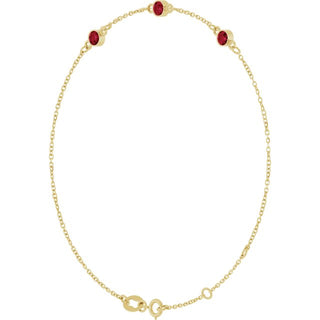 14K Yellow Natural Ruby Bezel-Set Three-Stone 6 1/2-7 1/2" Bracelet