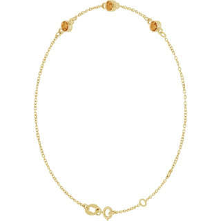 14K Yellow Natural Citrine Bezel-Set Three-Stone 6 1/2-7 1/2" Bracelet