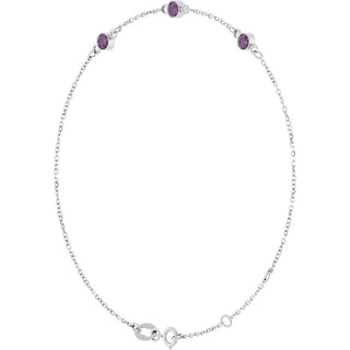 14K White Lab-Grown Alexandrite Bezel-Set Three-Stone 6 1/2-7 1/2" Bracelet