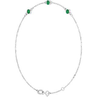 Sterling Silver Lab-Grown Emerald 6 1/2-7 1/2" Bracelet
